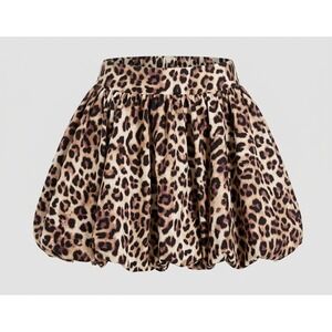 BALBOA Leopard Print Bubble Mini Skirt Balloon Hem Y2K Boho - Medium
